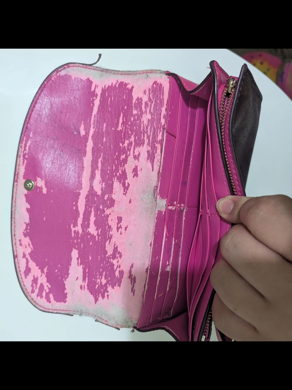 Coach Two-Tone Pink and Brown Leather Wallet